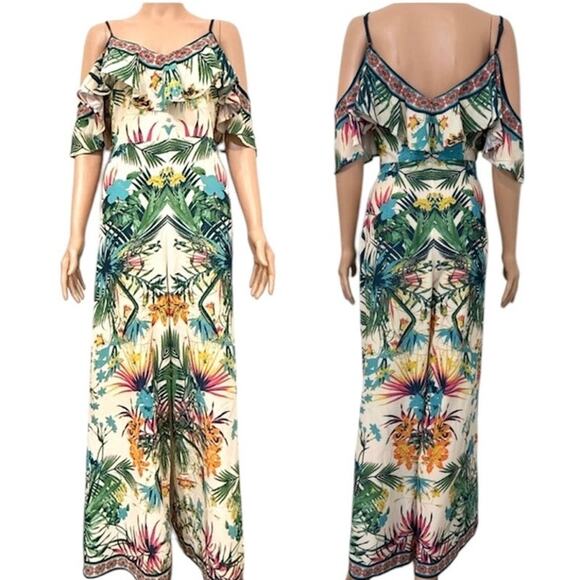 Flying Tomato ruffle cold shoulder wide leg jumpsuit medium P3 2530 - Picture 1 of 14